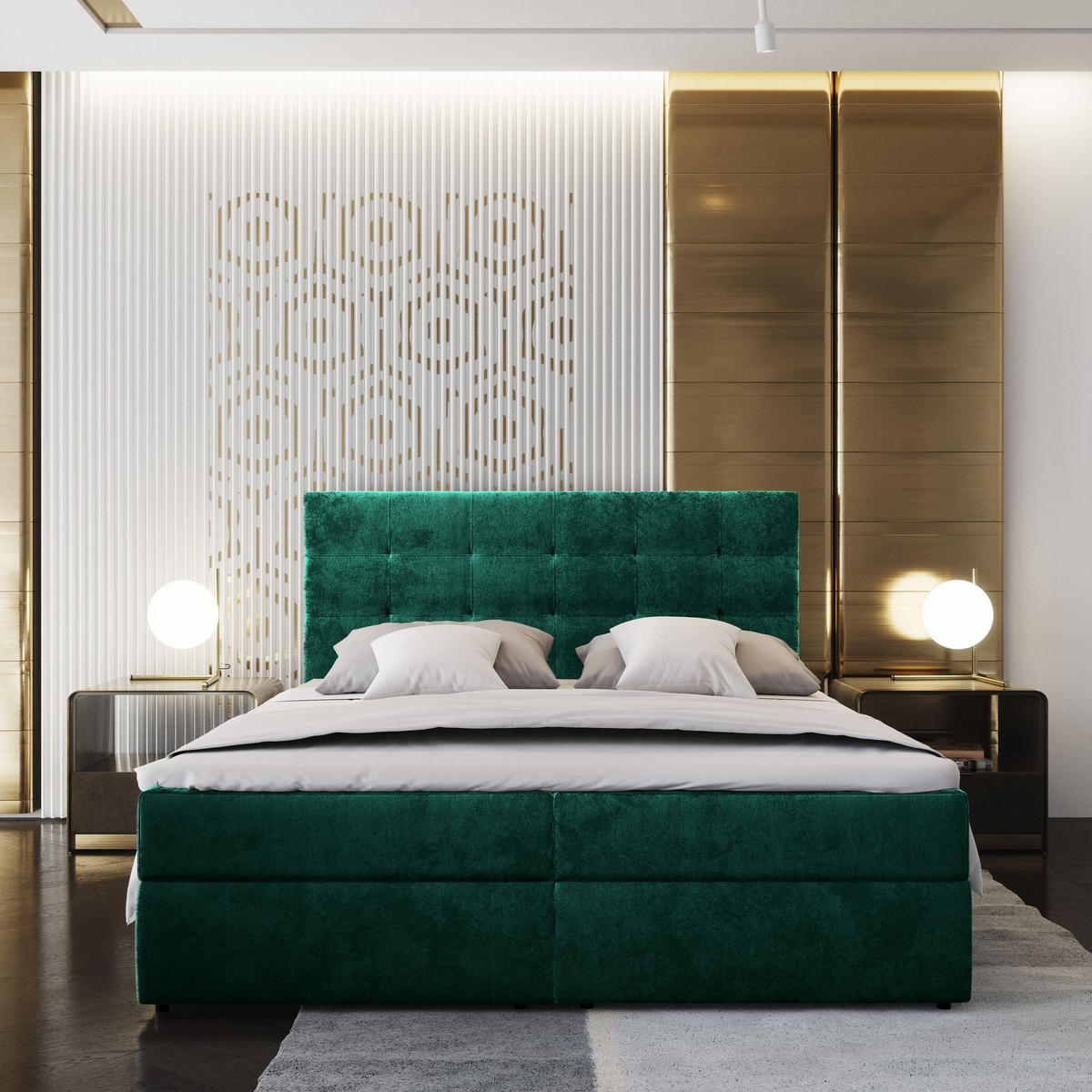 BOXBETT GLOS K 140x200 cm mit Matratze und Topper - Grün - Grün, Holz (140/200cm) - MASSENO