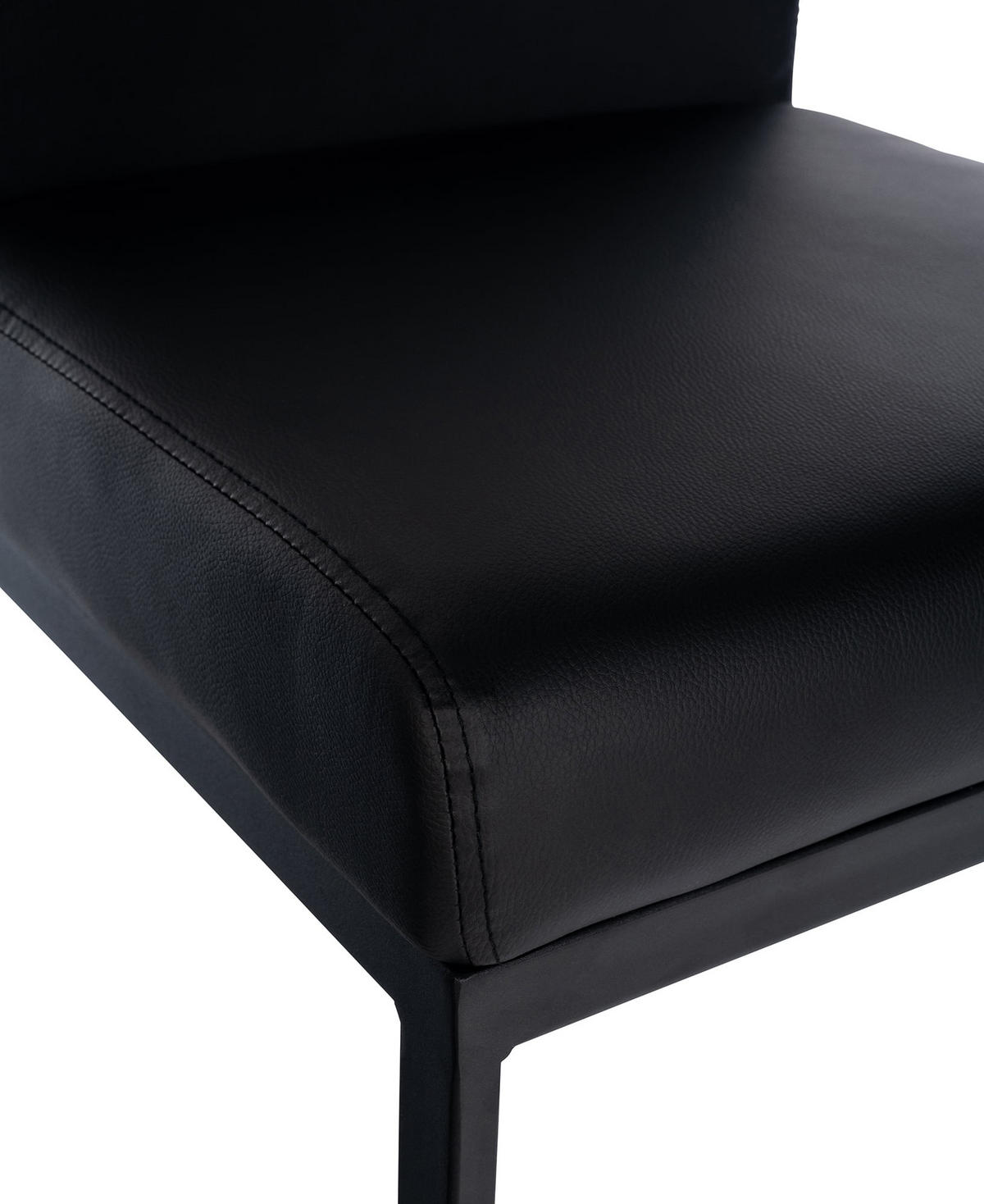 BARHOCKER Lederlook schwarz - Schwarz, Textil/Metall (43/104/53cm) - CLP