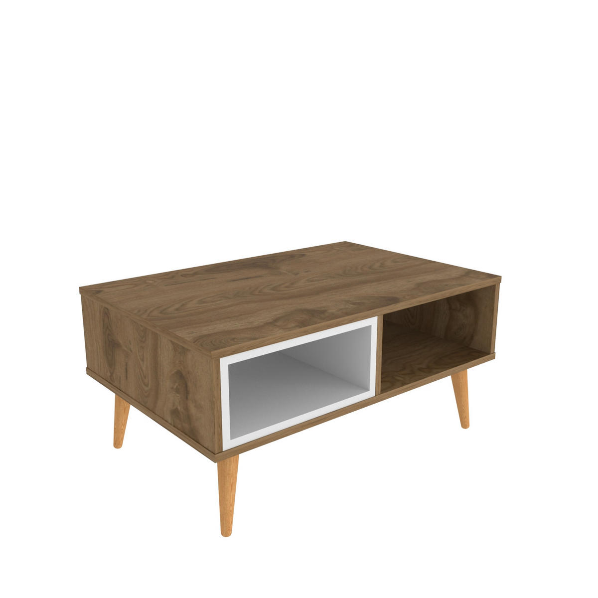 COUCHTISCH Oberon Oud Weiß - Walnussfarben, Holzwerkstoff (60/90/43cm) - Decorotika