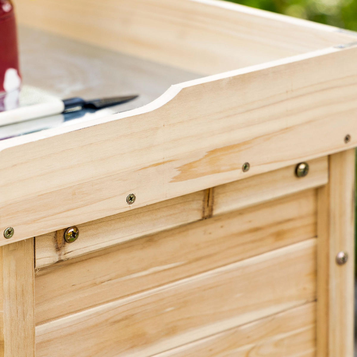 GARTENSCHRANK, Pflanztisch mit Unterschrank, Geräteschrank aus Tannenholz, Natur - Fichtefarben, Holz (40/92/83cm) - Outsunny