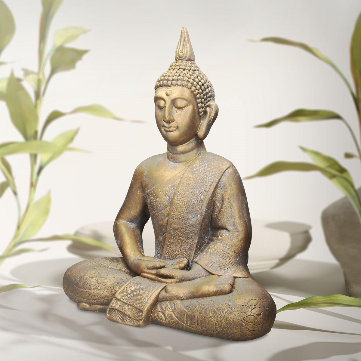 BUDDHA KOPF STATUE 63 cm - Bronzefarben, Kunststoff (29/63/52cm) - ECD-Germany