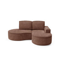 ECKSOFA MOLLY – Halbkreisförmig, Abriamo-Bouclé, Lose Kissen, Bouclé-Bezug, 210x157x88 cm, Rechts, Braun - Mokka, Holz/Textil (210/157cm) - DomoHome