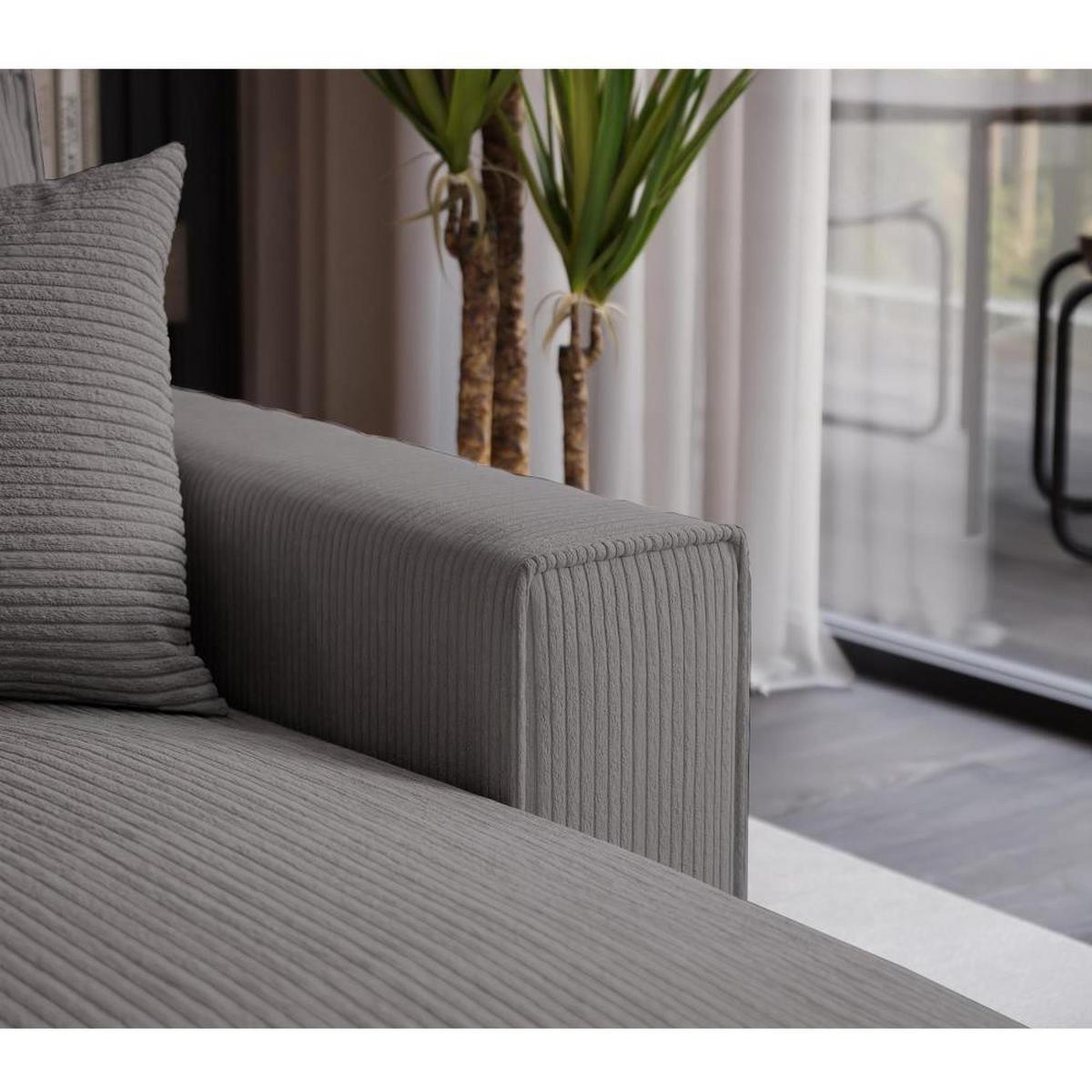 ECKSOFA Parys L grau - Schwarz/Grau, Kunststoff/Textil (290/185cm) - Beautysofa