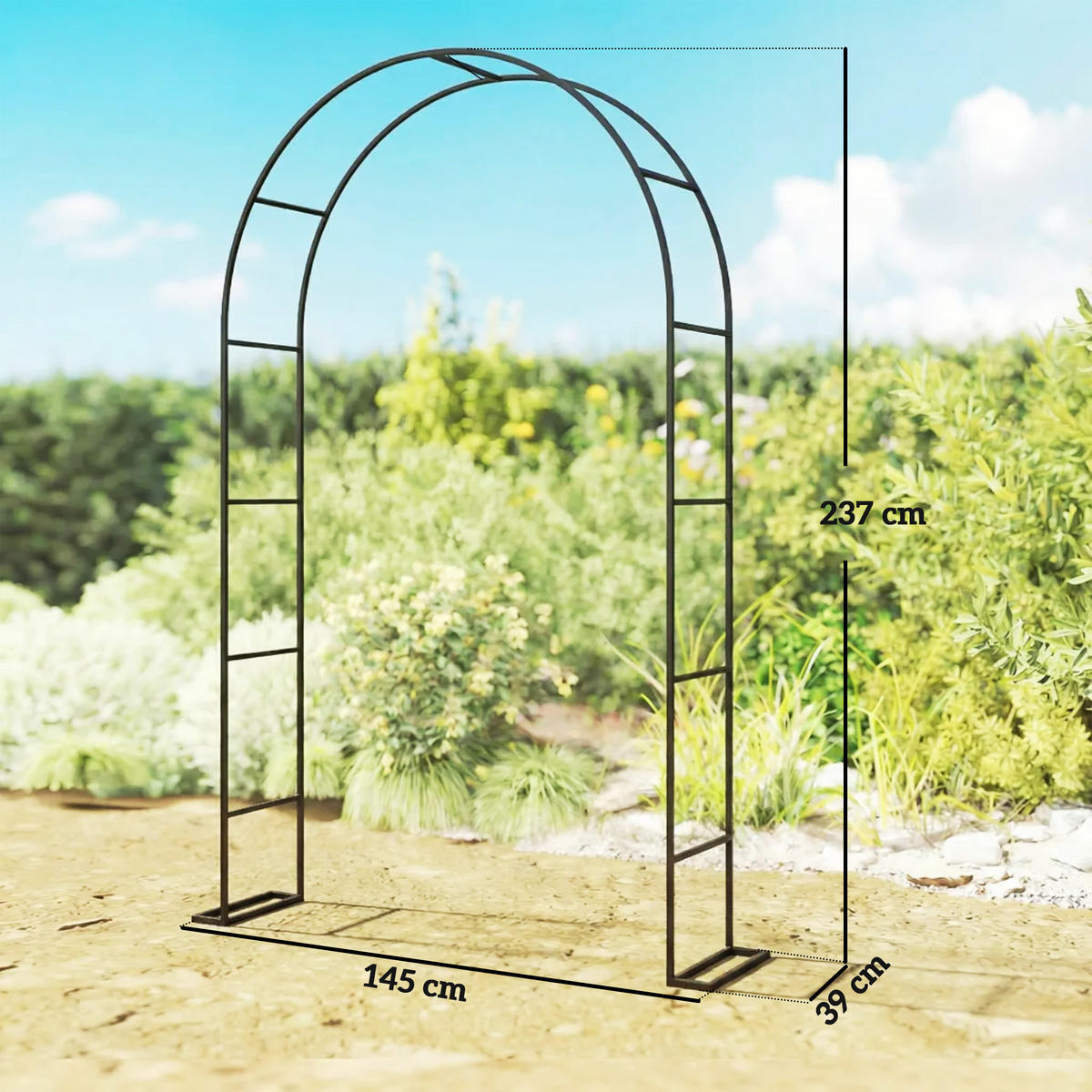 GARTENBOGEN,METALL Hochzeit Event,schwarz - Schwarz, Metall (23/12/62cm) - Vallsero