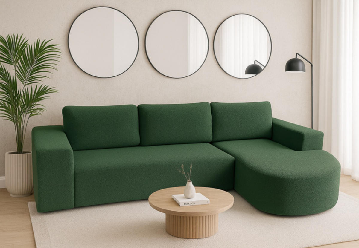 ECKSOFA Flaschengrün Vello Mit Schlaffunktion Rechts - Grün, Textil (165/270cm) - Sepro Meble