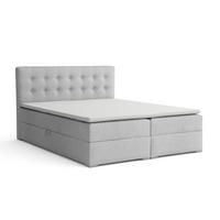 BOXBETT CYNTHIA LUX 160/200 in Boucle Hellgrau H3 - Hellgrau, Holzwerkstoff (160/200cm) - Deine Möbel 24