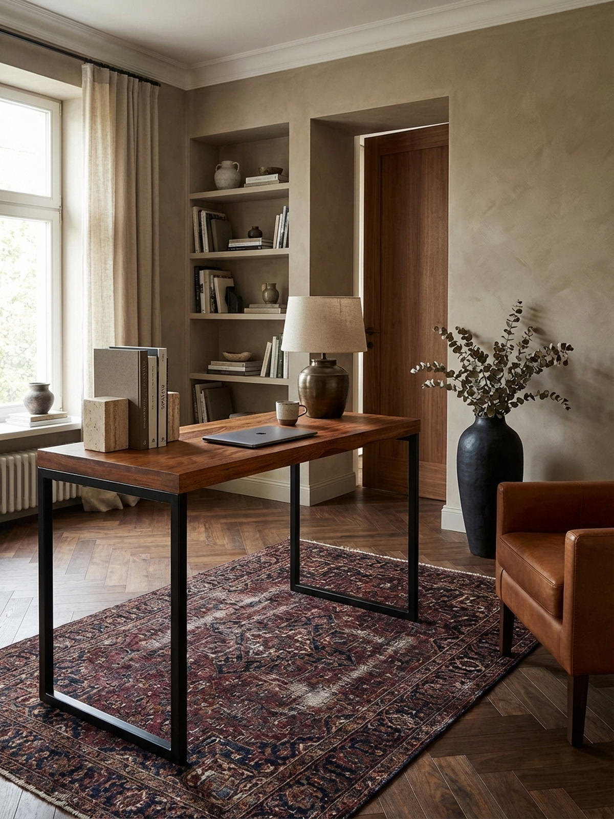 SCHREIBTISCH – Massivholz/Metall, Industrial-Stil, handgefertigt - Schwarz/Braun, Holz/Metall (59/117/77cm) - KADIMA DESIGN