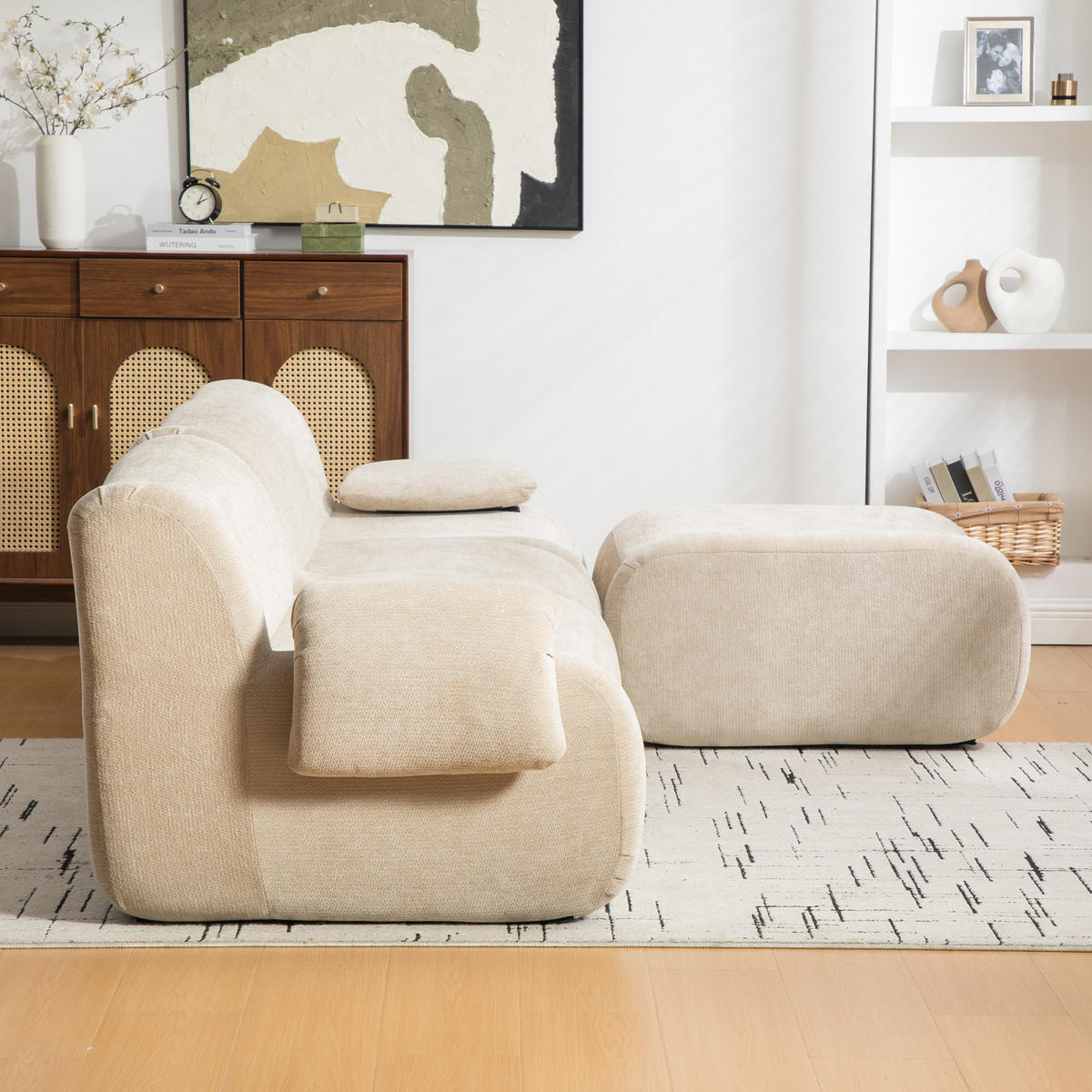 ECKSOFA Chenille Light Khaki ohne Montage - Hellbraun, Textil (284.5/181cm) - WISHDOR