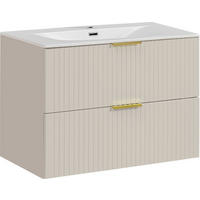 WASCHTISCHKOMBI Niva hängend geriffelt in Kaschmir Matt 81/59/46 cm - Kaschmir/Beige, Holzwerkstoff/Kunststoff (81/58.5/46cm) - WFL GROUP