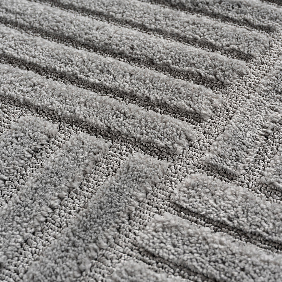 TEPPICH Hochflor RIGI in Silber, mit Cord-Streifen-Patchwork, 280 x 370 cm - Silberfarben, Textil (280/370cm) - KADIMA DESIGN