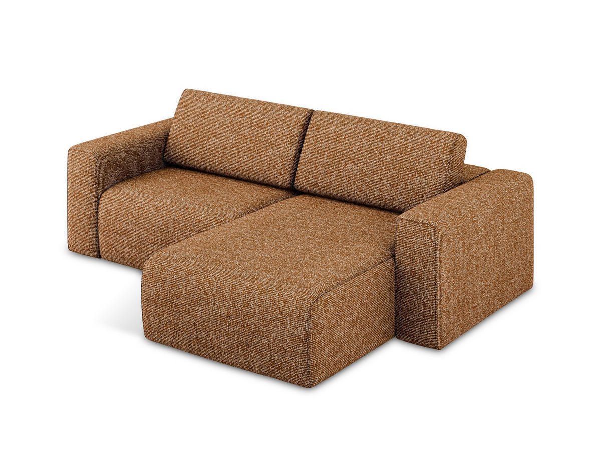ECKSOFA Rechts Strukturstoff Stoff Orange - Terra cotta/Schwarz, Kunststoff/Textil (224/167cm) - Makamii