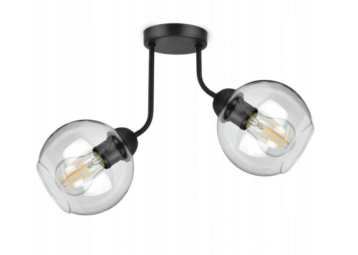 DECKENLEUCHTE HAGEN - Transparent/Schwarz, Glas/Metall (47/15/34cm) - kiki design