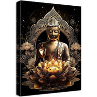 LEINWANDBILD Buddha mit Lotusblumen 30 x 40 cm - Bronzefarben, Textil (40/0.5cm)