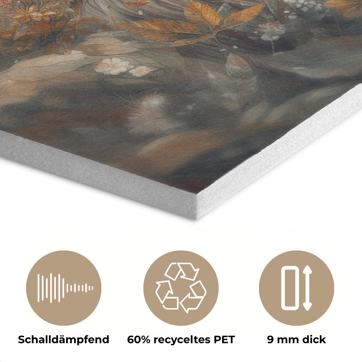 AKUSTIKPANEEL Löwe - Wildtiere - Pflanzen - Natur - Blumen 90x90 cm - Beige, Textil (90/0.9/90cm) - MuchoWow