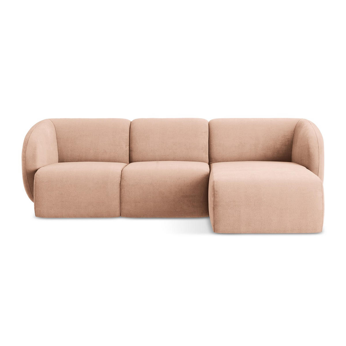 ECKSOFA Rechts Chenille Stoff Pink - Koralle/Schwarz, Holzwerkstoff/Kunststoff (248/166cm) - LaMiaSofa