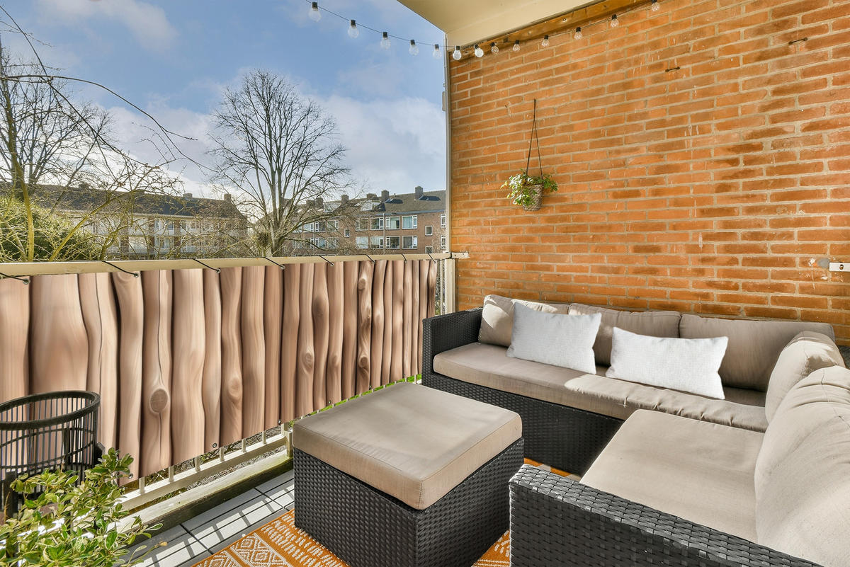 BALKON-SICHTSCHUTZ Holz - Stiel - Hellbraun - Ahornfarben, Kunststoff (300/100cm) - MuchoWow