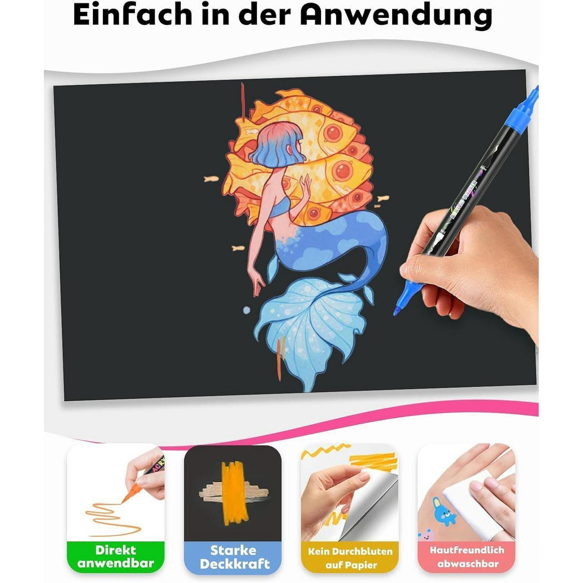 ACRYLSTIFTE Set 60-teilig mit Doppelspitze - Multicolor, Kunststoff (1/1/17.5cm)