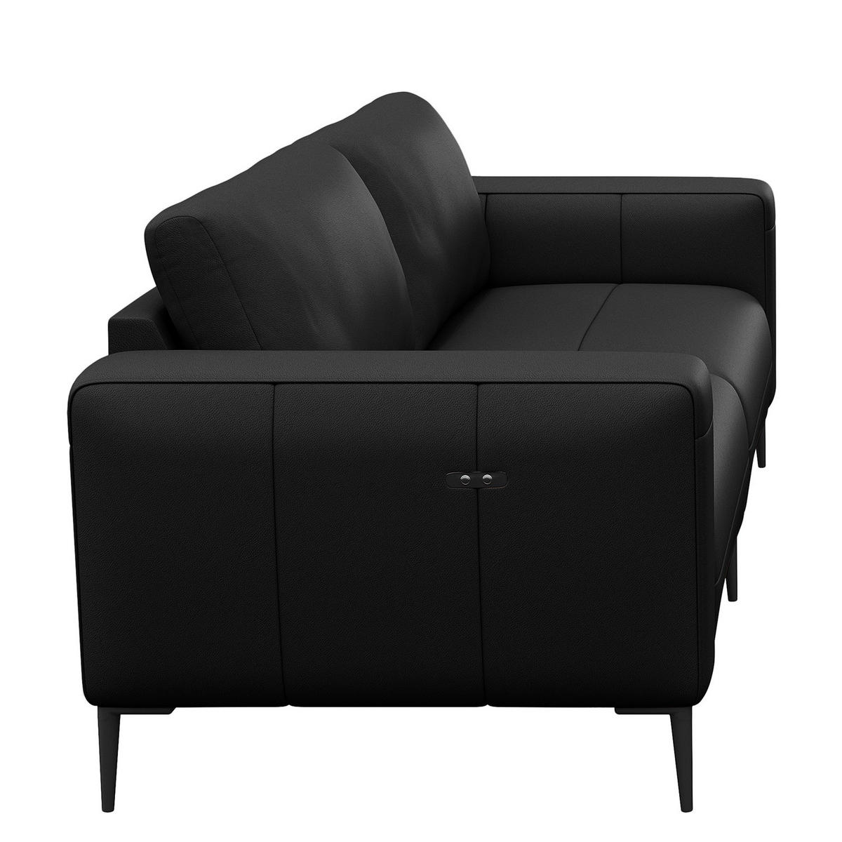 3-SITZER SOFA - Schwarz, Leder/Metall (225/77/88cm) - home24