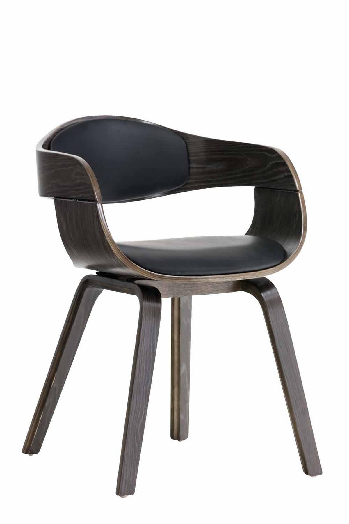 BESUCHERSTUHL LONDON Kunstleder 73x49x46 cm Schwarz/Grau Kunstleder - Grau, Leder/Holz (49/73/46cm) - DELUKE