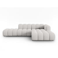 ECKSOFA modular rechts Lupine aus Chenille-Stoff hellgrau 5 Sitzplätze - Hellgrau, Textil (177/299cm) - Micadoni