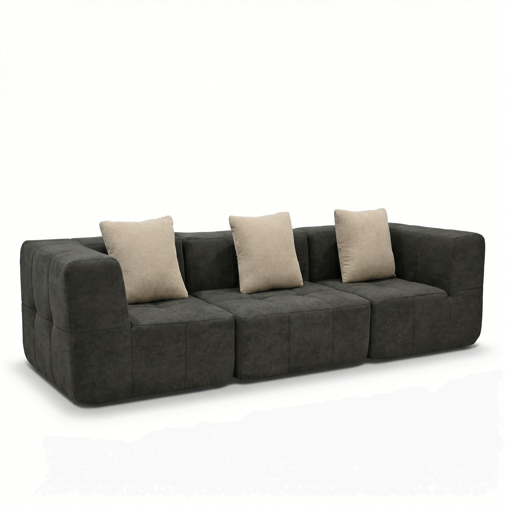 WOHNZIMMERSOFA Eden Simple 3-Sitzer - Braun Sand - Braun, Textil (92/71/92cm) - COCO Living