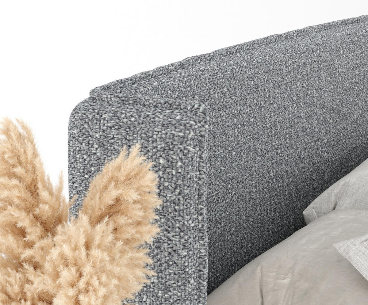 BOXSPRINGBETT Segni Grau 140/200 cm mit Matratze und Topper - Naturfarben/Grau, Holz/Holzwerkstoff (140/200cm) - Maison de Reve
