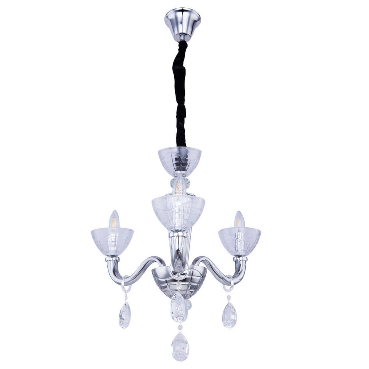 KRONLEUCHTER Helen Silber Chrom - Silberfarben, Glas (58/58/135cm) - Globo Lighting