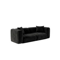 SOFA 2-Sitzer, Velvet-Stoff Bluvel, Schwarz, GRETA - Schwarz, Holz (228/70/89cm) - Kaiser Möbel