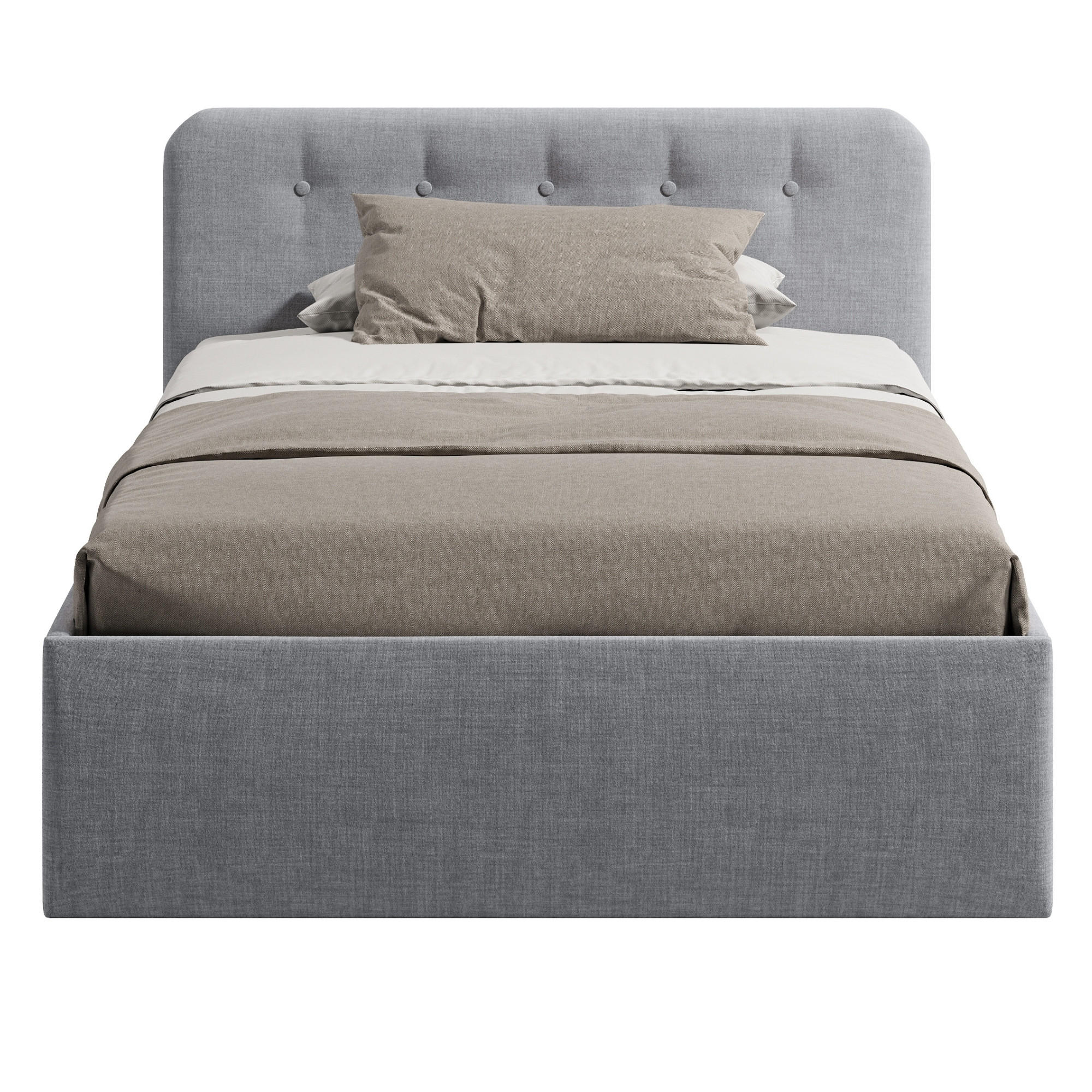 POLSTERBETT mit verstellbarem Lattenrost & Bettkasten, Kaltschaummatratze, 140 x 200 cm in Grau - Grau, Holzwerkstoff/Textil (140/200cm) - Home Collective