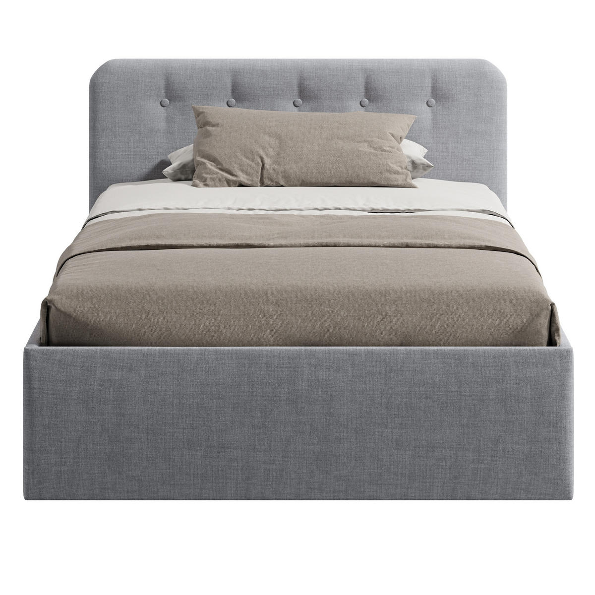 POLSTERBETT mit verstellbarem Lattenrost & Bettkasten, Kaltschaummatratze, 140 x 200 cm in Grau - Grau, Holzwerkstoff/Textil (140/200cm) - Home Collective