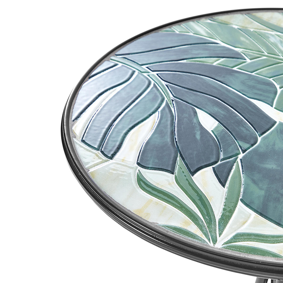 GARTENTISCH Keramik Schwarz Cozzana - Schwarz/Grün, Metall (60/60/75cm) - Beliani