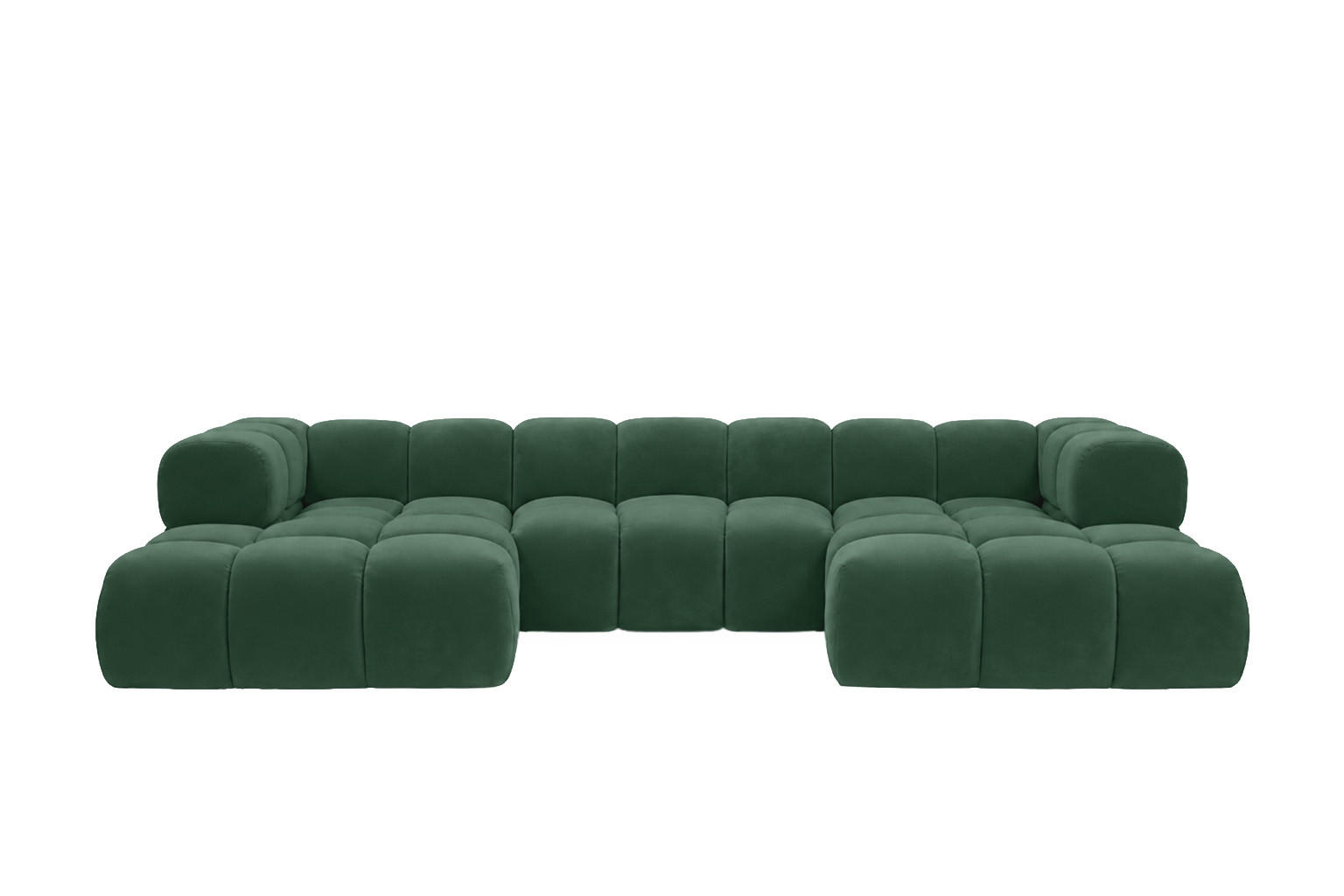 ECKSOFA U-Form, Veloursstoff Bluvel, Grün, Averro U - Grün, Holz (360/70/150cm) - Kaiser Möbel
