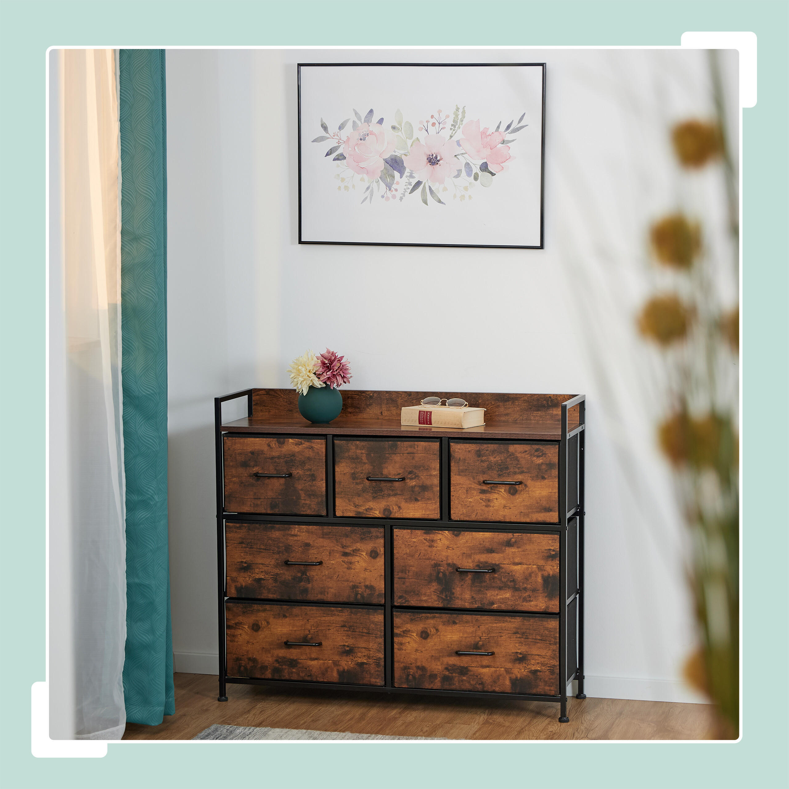 KOMMODE - Schwarz/Braun, Holzwerkstoff/Kunststoff (100/85/30.5cm) - Relaxdays