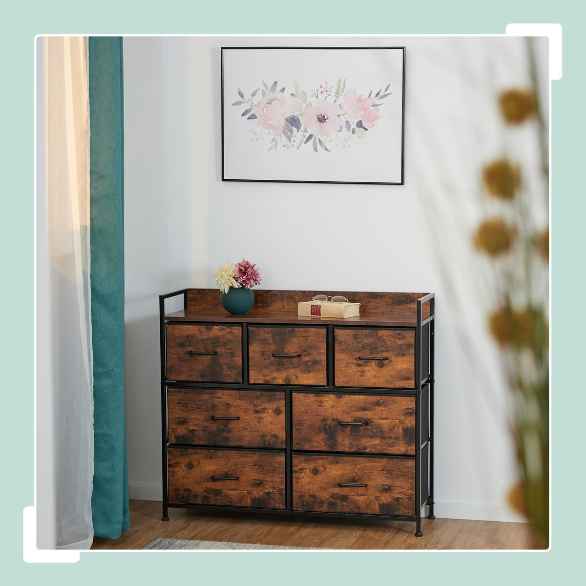 KOMMODE - Schwarz/Braun, Holzwerkstoff/Kunststoff (100/85/30.5cm) - Relaxdays