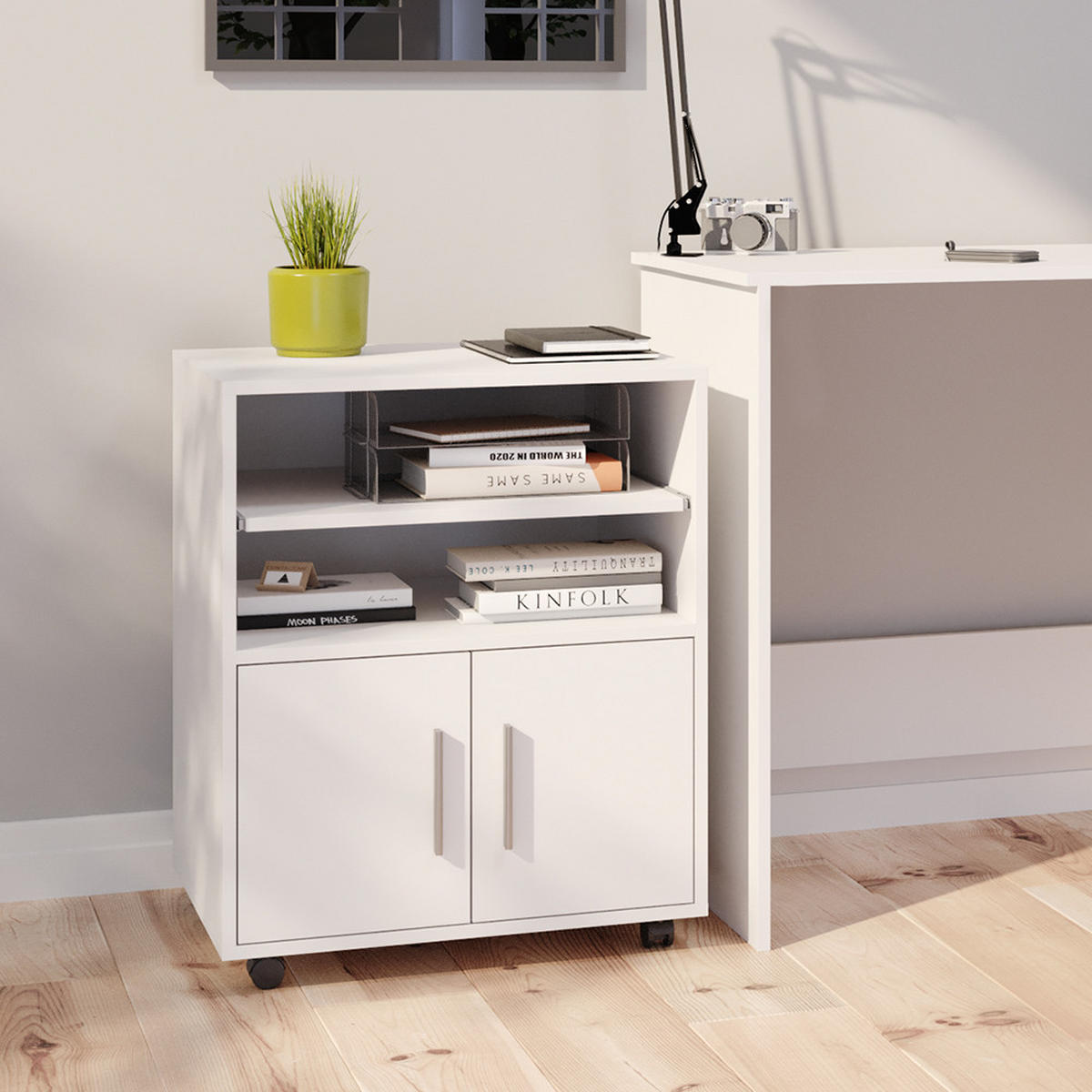 VOZÍK NA DOKUMENTY NA KOLEČKÁCH Novak Bílá - bílá, kompozitní dřevo (48.4/74.4/60.2cm) - Vicco