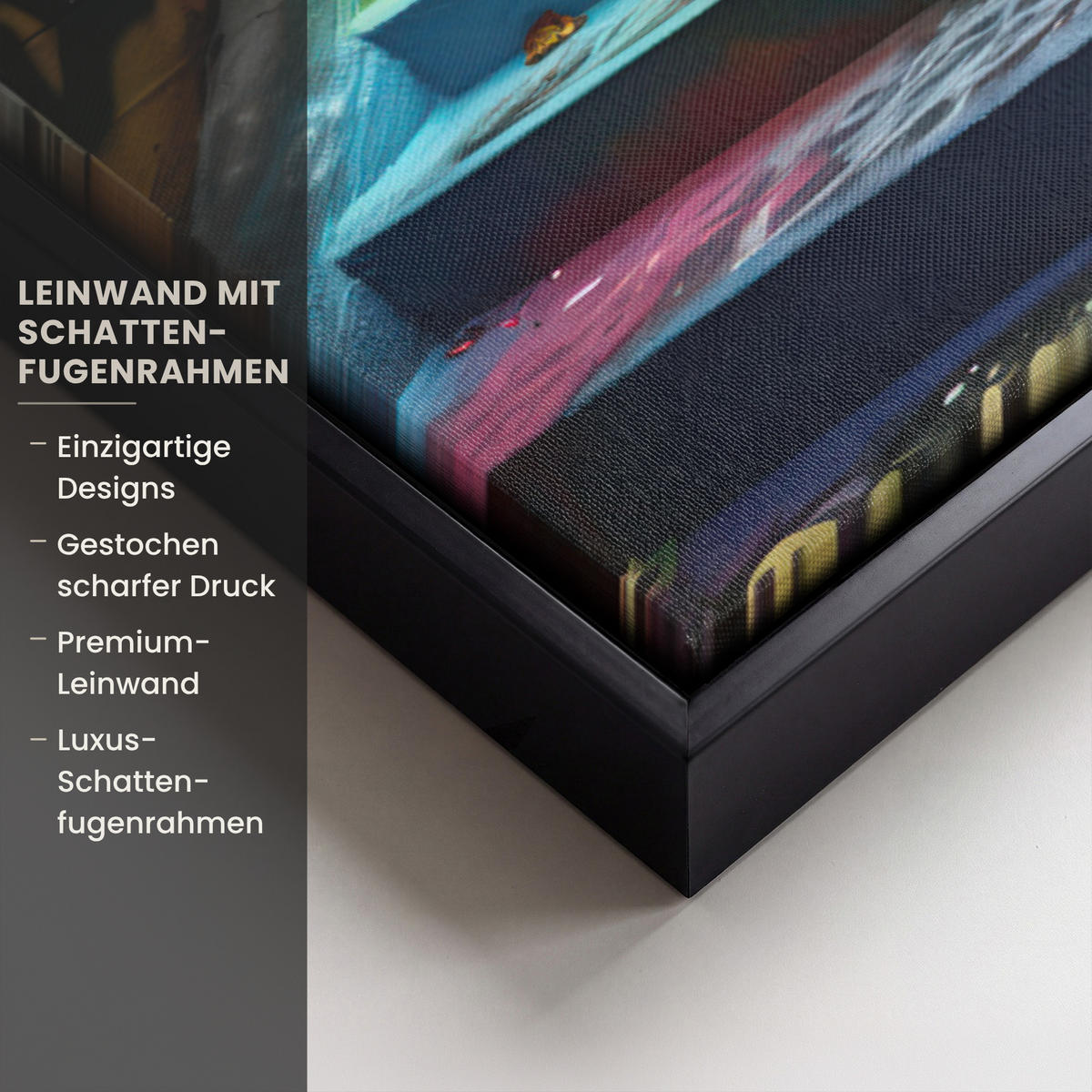 LEINWAND Bilder mit Rahmen - Treppe - Graffiti - Farben - Kunst - 80x60 - Multicolor, Textil (80/60cm) - MuchoWow