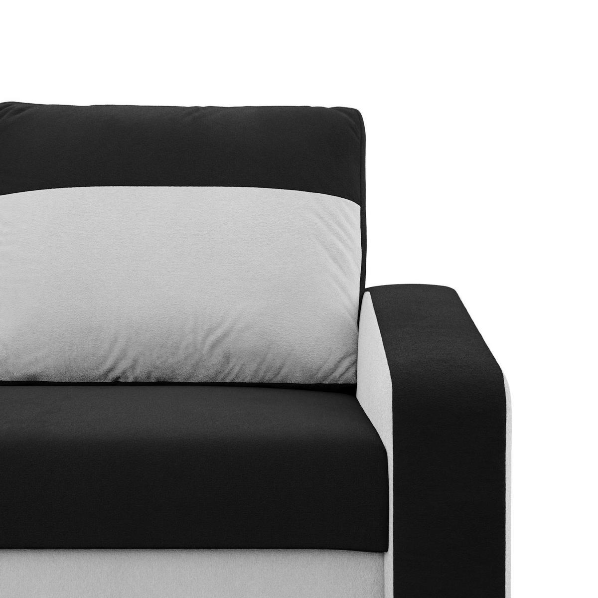 SOFA 3-SITZER MIT SCHLAFFUNKTION ORION, Schwarz + Weiß - Schwarz/Weiß, Textil (220/85/92cm)