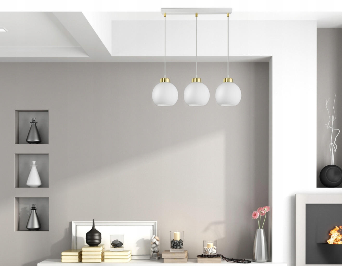 PENDELLEUCHTE GOLDGLAS - Goldfarben/Weiß, Glas/Metall (14/60/80cm) - kiki design