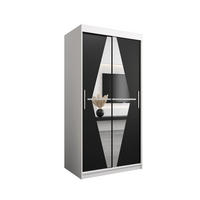 SCHWEBETÜRENSCHRANK 200/100/62 2-türig - Silberfarben/Schwarz, Holz/Kunststoff (100/200/62cm) - Abiks Möbel