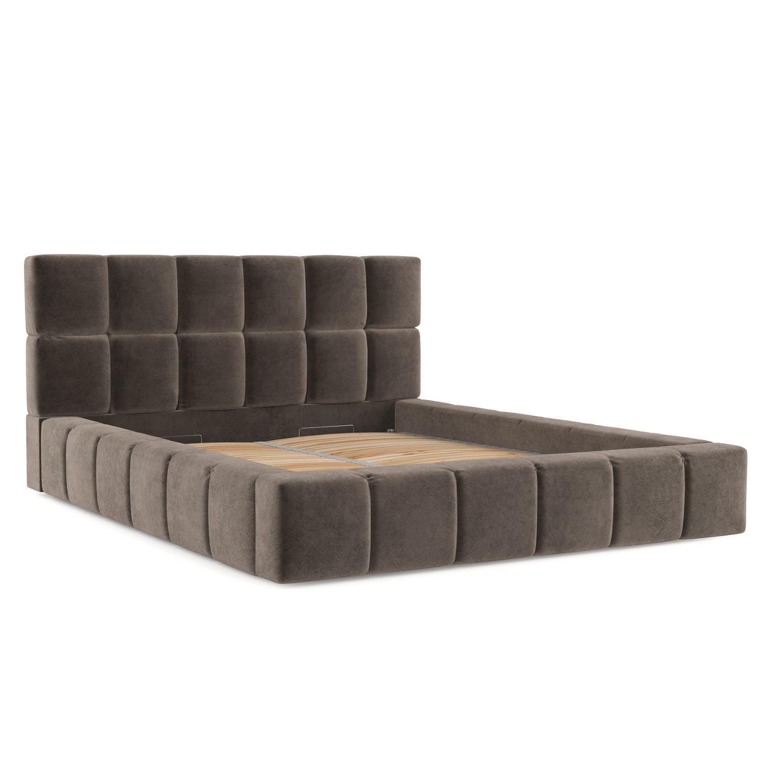 POLSTERBETT Paros mit Stauraum 180/200 cm Braun im Terra NW Stoff - Schwarz/Naturfarben, Holz/Holzwerkstoff (180/200cm) - AltaBeds