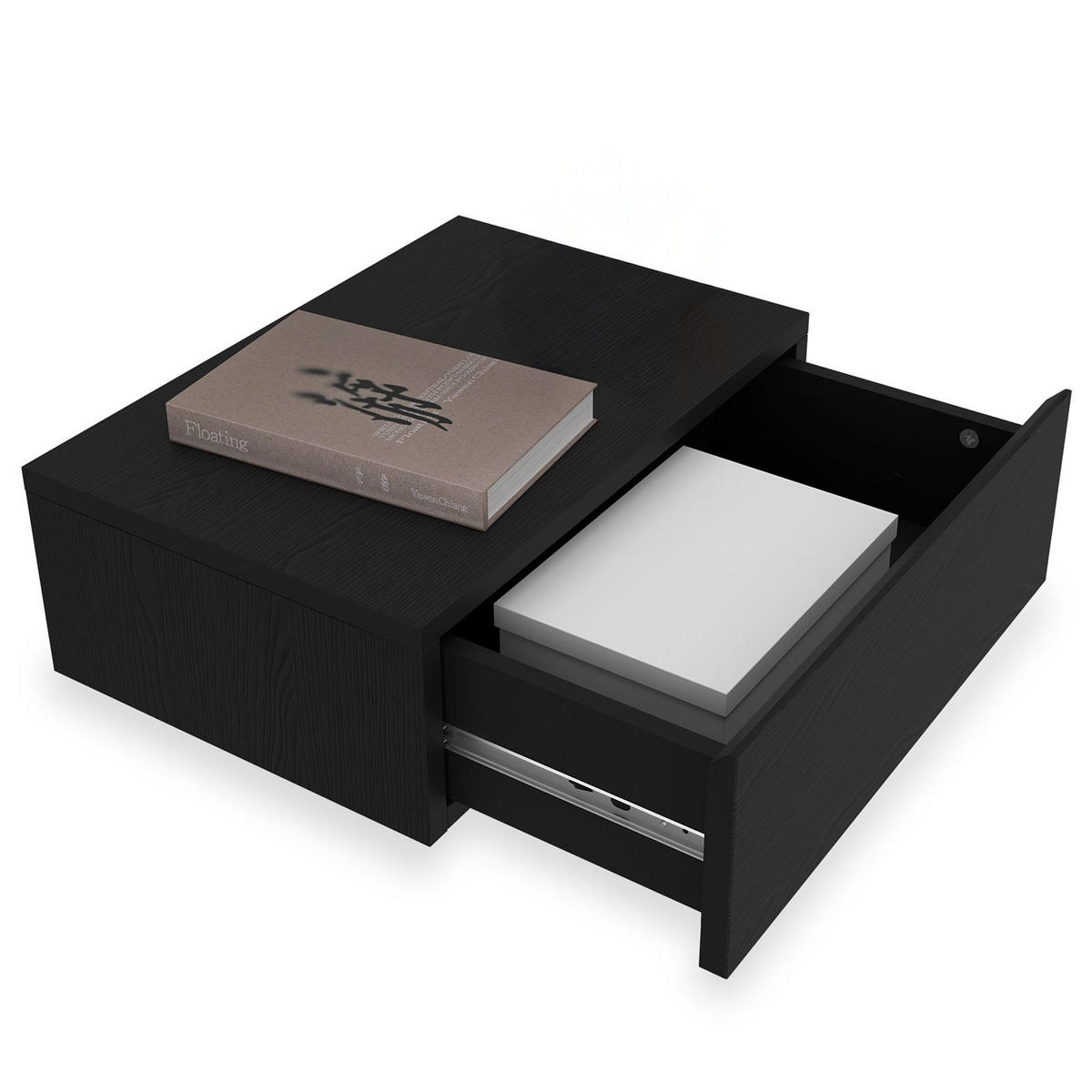 HÄNGENDER NACHTTISCH ANNE Esche schwarz - Schwarz, Holzwerkstoff (42/14/30cm) - CARO-Möbel