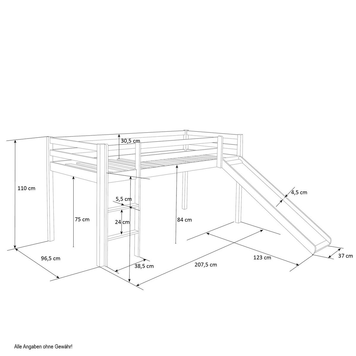 HOCHBETT mit Rutsche 90/200 cm Pirat - Schwarz/Weiß, Holz - Homestyle4u