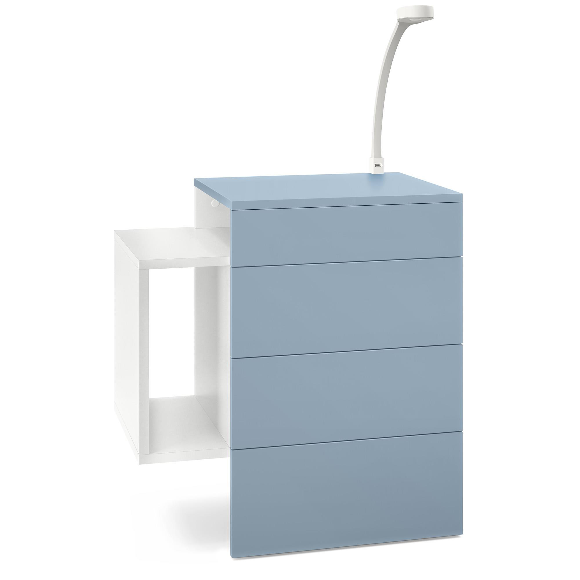 NACHTTISCH Queens Front in Denim matt - Pastellblau, Holzwerkstoff (60/63/36cm) - Vladon