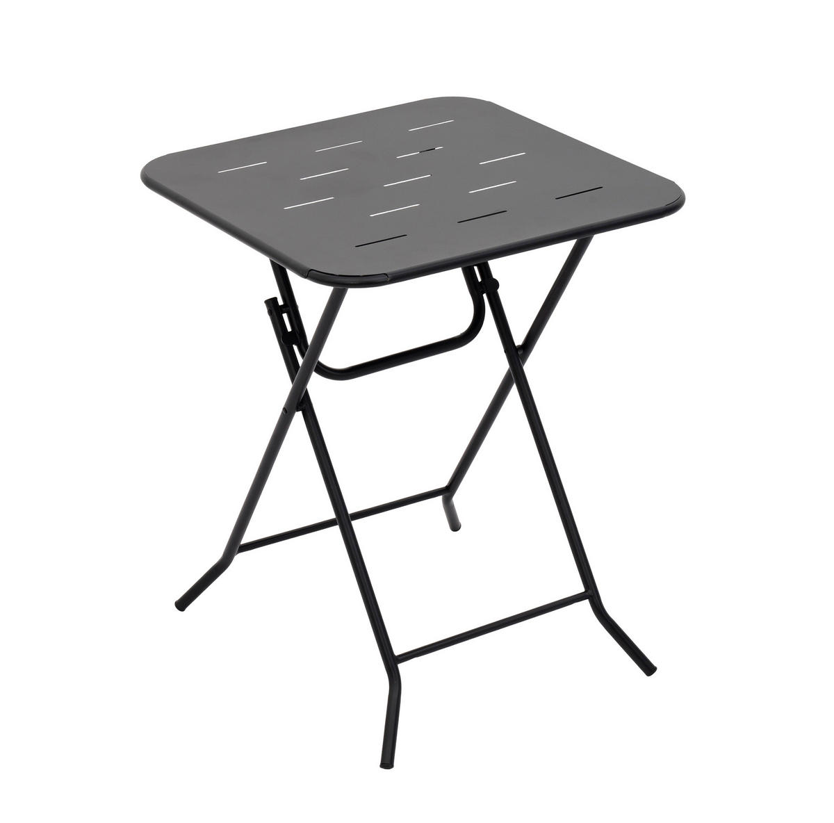 BISTROSET 60/60/73 cm mit 2 klappbaren Stühlen, aus Stahl mit E-Beschichtung, Schwarz - Schwarz, Metall - Redom