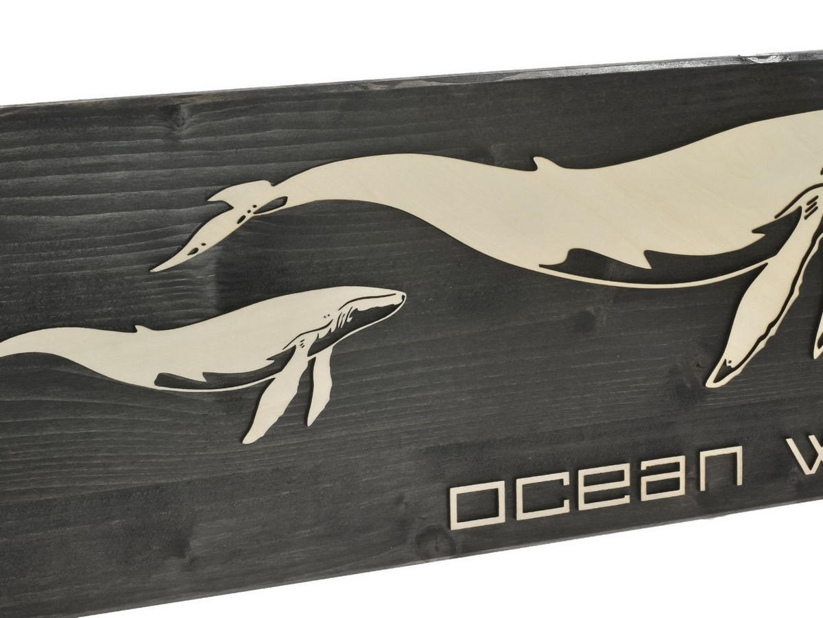 WANDBILD Whales Holz 80/20 cm - Braun, Holz (2.5/20cm) - Raumzutaten
