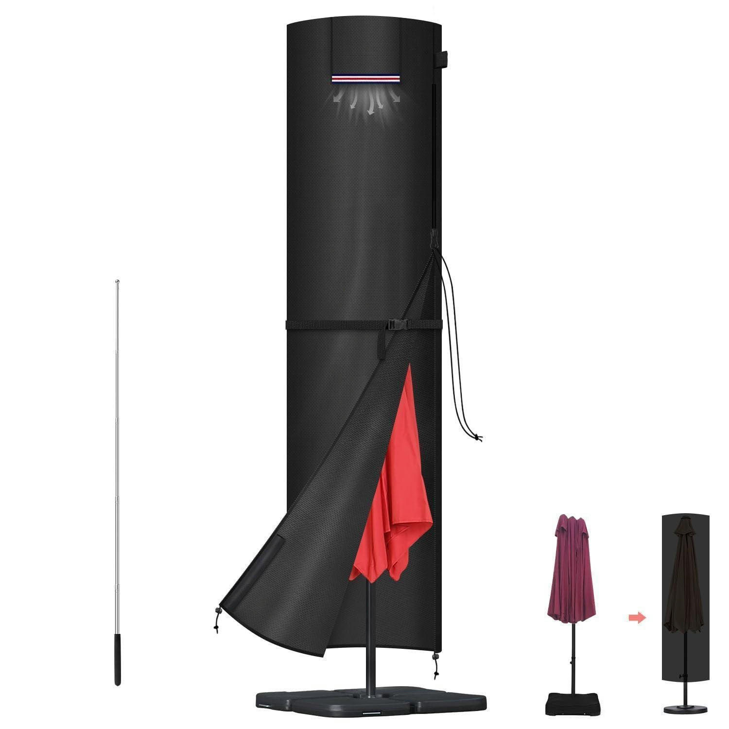AMPELSCHIRM Abdeckung 220 cm Wasserdicht mit Belüftungsöffnung Kunststoff - Schwarz, Kunststoff (1/1/1cm)