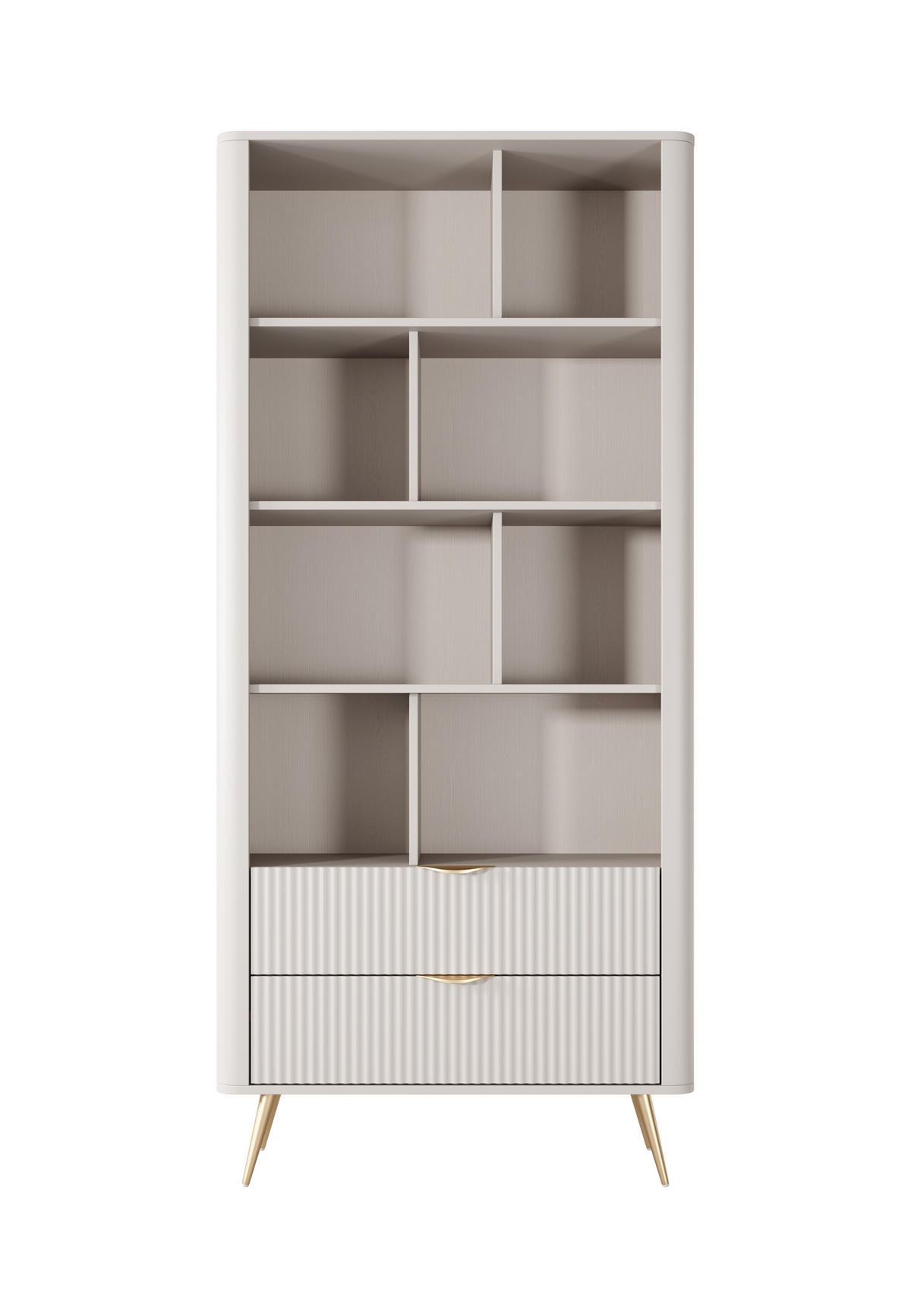 REGAL Lante Beige, Bücherregal mit 2 Schubladen - Beige, Holzwerkstoff (88/194/38cm) - Bettso