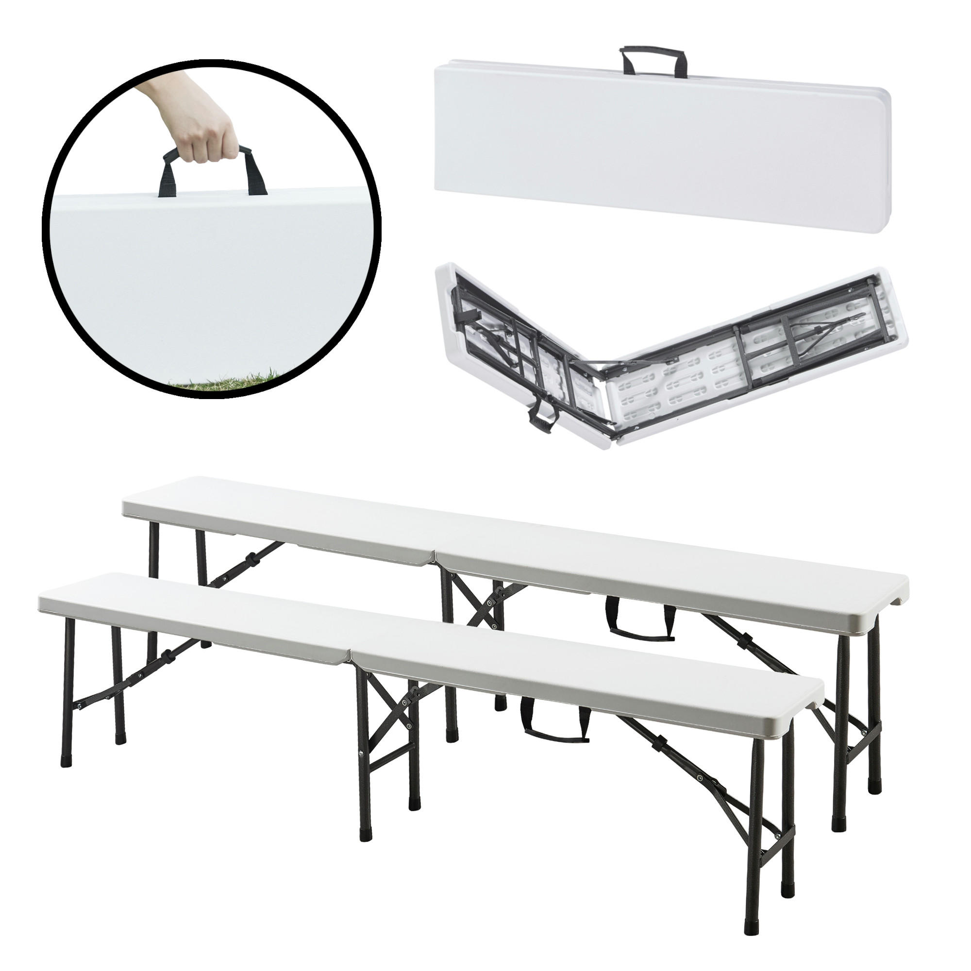 KLAPPBANK Ljusnarsberg - Weiß, Kunststoff/Metall (180/43/25cm) - [en.casa]