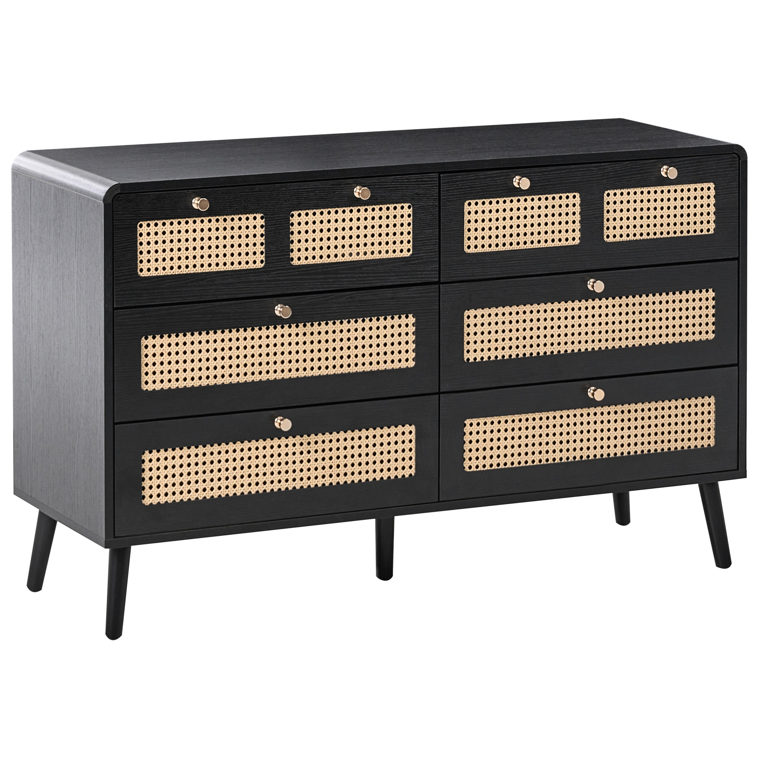 KOMMODE mit 6 Schubladen Schwarz Moura - Schwarz, Holzwerkstoff (120/74/40cm) - Beliani