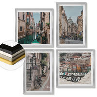 WANDBILDER 4er Set - 50x50 cm & 40x60 cm Silberner Rahmen - Die charmanten Straßen der Hafenstädte - Silberfarben, Kunststoff (50/50cm) - ArtPrintCave